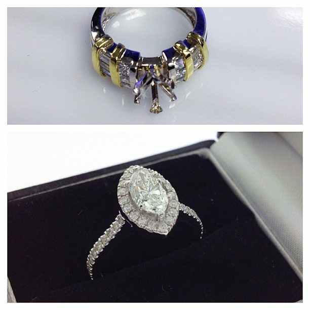 Redesign Marquise Diamond Halo Engagement Ring Samuel Kleinberg